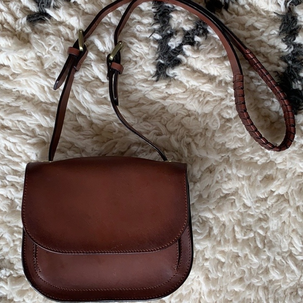 LIKE NEW! Zara Brown Leather Saddle Bag